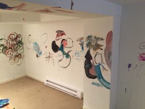 basement walls after kids painted them