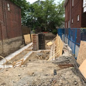 photo of footings and forms for foundation walls