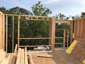 photo of framing second floor - looking out to backyard