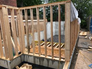 photo of initial framing of house