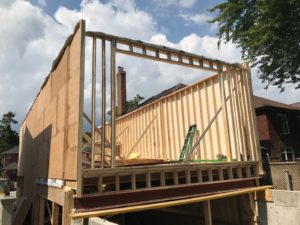 photo of framing the main floor from backyard