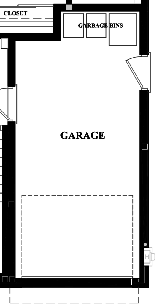 basement floor plan zoom-in of garage