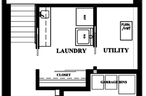 basement floor plan zoom-in of laundry-utility rooms